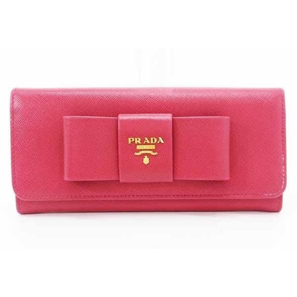 Prada Leather Ribbon PEONIA Long Sapphire Wallet - Picture 1 of 3